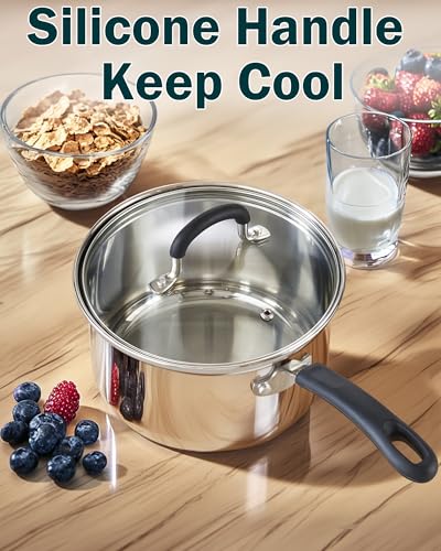 Cook N Home 12-Piece Basics Stainless Steel Cookware Set, Tri-ply Pots and Pans Set with Lids - Non-Toxic, Induction Ready, Oven & Dishwasher Safe