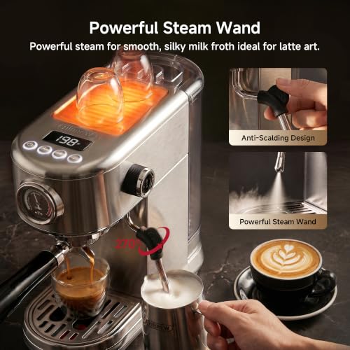 HIBREW H10B Programmable Espresso Machine with LED Display & Pressure Gauge