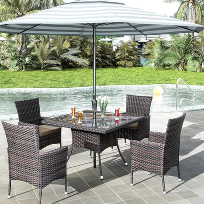 RTDTD 10 Pieces Outdoor Patio Dining Set,Patio Table and Chairs Rattan Outdoor Patio Furniture Set with Umbrella Hole,Dining Table Set for 8 with Chairs for Backyard,Garden and Kitchen,Brown