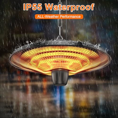 Uniflasy 1500W Electric Hanging Patio Heater - 3s Fast Heating with IP55 Waterproof Protection for All Weather Use, 2 Adjustable Heat Settings, Perfect for Gazebo, Balcony, Living Room, and Courtyard