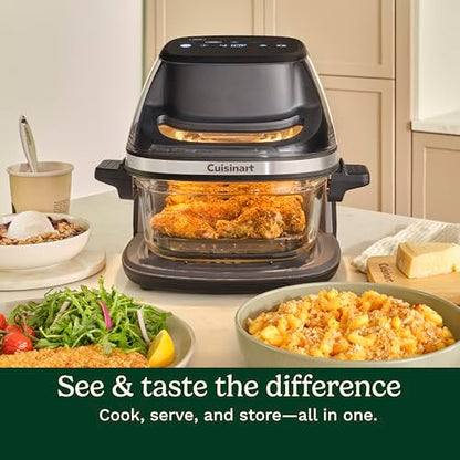 Cuisinart ClearView 4-Quart Air Fryer with Glass Basket and PFAS-Free Ceramic Nonstick Crisper Plate, 5 Cooking Functions, 2 Custom Presets, Adjustable Temperature up to 450°F, 3-Year Warranty, AFC-4