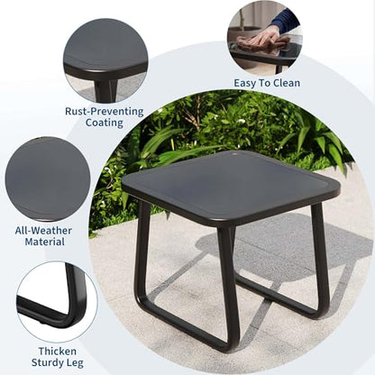 Garvee 3 Piece Outdoor Rocking Bistro Set, Textilene Fabric Small Patio Furniture Set with Iron Armrests and Coffee Table for Lawn, Porch, Balcony, Poolside