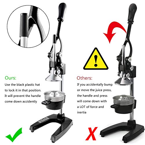 ROVSUN Professional Citrus Juicer Lemon Squeezer, Cast Iron Juicer, Commercial Manual Fruit Press Juicer for Lemon Pomegranate Orange Juice, Heavy Duty Hand Press and Lime Squeezer Stand (Black)