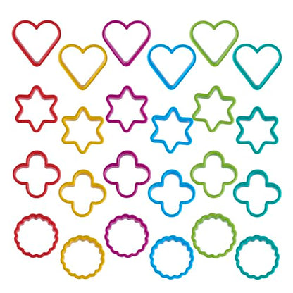 HiempTru Cookie Cutter Set 24 PCS, Heart Star Round Shapes Cookie Cutters Mold Plastic Homemade Mini Biscuit Cutters Sandwich Cutter for DIY, Kitchen, Baking, Birthday, Pancake Maker Supplies 2 Inch