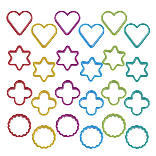 HiempTru Cookie Cutter Set 24 PCS, Heart Star Round Shapes Cookie Cutters Mold Plastic Homemade Mini Biscuit Cutters Sandwich Cutter for DIY, Kitchen, Baking, Birthday, Pancake Maker Supplies 2 Inch