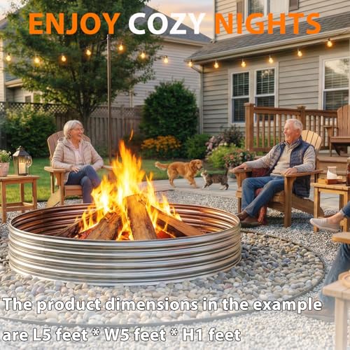 Fire Pit Ring for Outside Wood Burning, 60in Outdoor Fire Pit, Heavy Duty Steel Burn Pit for Backyard, Camping, Bonfire, Modern Style Large Metal Fire Pit Ring