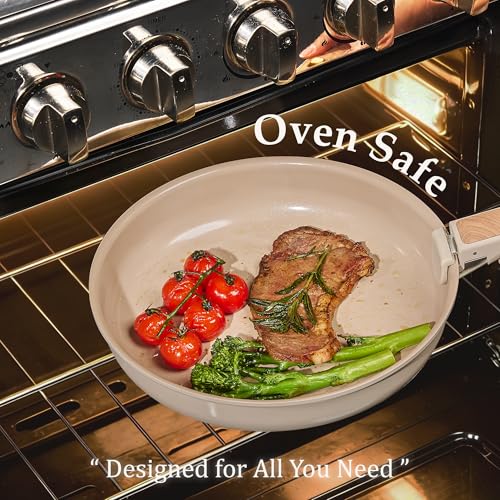 CAROTE Nonstick Pots and Pans Set, Cookware Set Detachable Handle, 19 Pcs Induction Kitchen Cookware Sets Non Stick with Removable Handle, RV Cookware Set, Oven Safe, Elegant White, Mothers Day Gifts