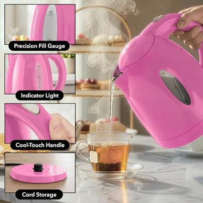 OVENTE 1.7L Electric Tea Kettle, Fast Boiling Water Heater, Pink KP72P