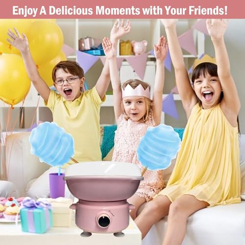 Cotton Candy Machine, Mini Cotton Candy Maker for Kids, Candy Maker for Christmas Gift, Home, Birthday Family Party, Includes 20 Cotton Candy Sticks & Sugar Scoop (Pink)