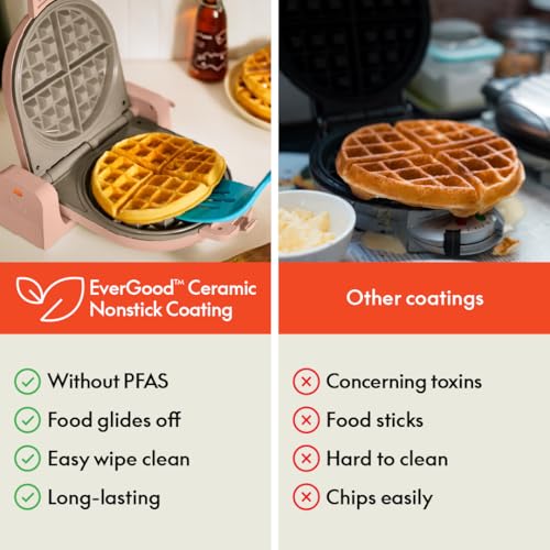 bella Fits-Anywhere™ Flip-n-Store Non-Toxic Belgian Waffle Maker, Blossom