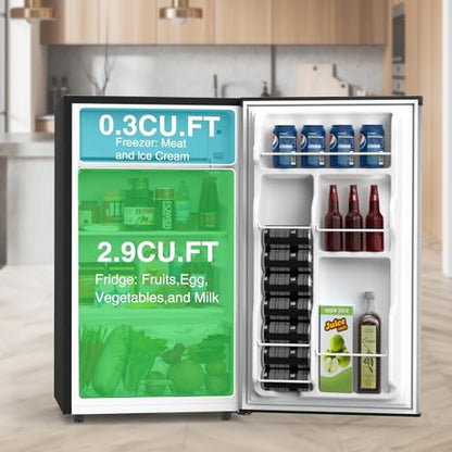 OLIXIS 3.2 Cu.Ft Mini Fridge with Freezer, Single Door Compact Refrigerator