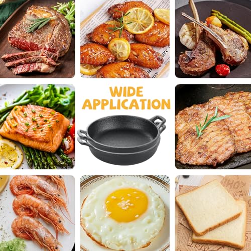 LDHHYH 2 Pack Small Cast Iron Skillet, 7 x 7 x 1.7 Inch Small Cast Iron Frying Pan with Handle, Pre-Seasoned Cast Iron Skillet Set, Black Casserole Dish for Kitchen, Indoor, Outdoor, Picnic