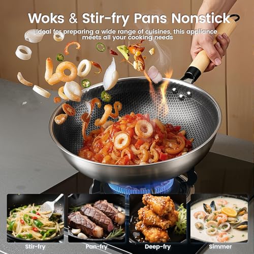 ABngdun Concave Induction Wok Cooktop, 1700W 120V Portable Induction Burner Electric Hot Plate (Cooktop with Stainless Steel Wok)