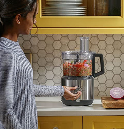 GE Food Processor, Large 12-Cup Vegetable Chopper for Shredding, Mincing, Dicing & Kneading Dough, 9 Stainless Steel Accessories, 550W Motor, 3 Speed, Dishwasher Safe