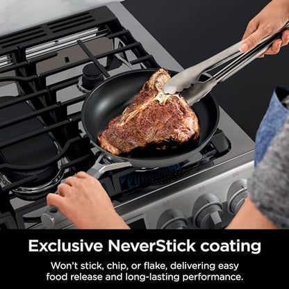 Ninja Pots and Pans Set Non Stick | Comfort Grip 10-Piece Cookware Set with NeverStick | Frying Pan, Sauce Pan With Lid, Stock Pot with Lid, Nonstick, Dishwasher Safe, Oven Safe to 400°F, CW69010