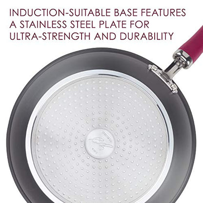 Rachael Ray Create Delicious Hard Anodized Nonstick Cookware Pots and Pans Set, 11 Piece, Burgundy Handles