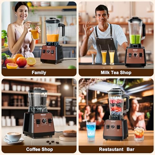 Blenders for Kitchen, Smoothie Blender, 2400W/1000W Prasky Blender & Grinder Combo, 25,000 RPM High Speed, 68oz BPA-Free Food Processor, Countertop Blender for Smoothies, Shakes & Food (Brown,2L)