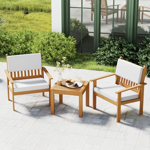 FDW 3-Piece Patio Furniture Set | Natural | Made of Acacia Wood