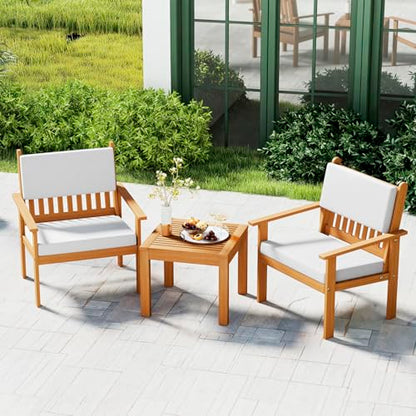 FDW 3-Piece Patio Furniture Set | Natural | Made of Acacia Wood