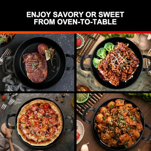 DVK Small Cast Iron Skillet Round Frying Shrimp Pan Set Suitable for kitchen, Indoor and Outdoor Picnics (2, 7In)