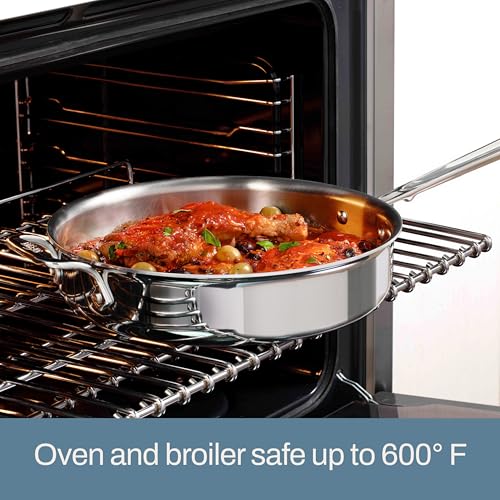 All-Clad D3® Stainless Steel 4 Quart Saute Pan With Lid- Made in the USA- The Original Bonded Professional Cookware- Oven Safe & Induction Compatible