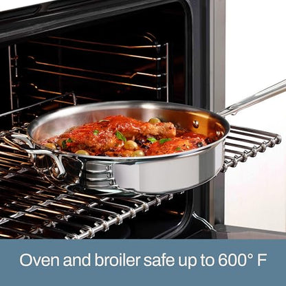 All-Clad D3® Stainless Steel 4 Quart Saute Pan With Lid- Made in the USA- The Original Bonded Professional Cookware- Oven Safe & Induction Compatible