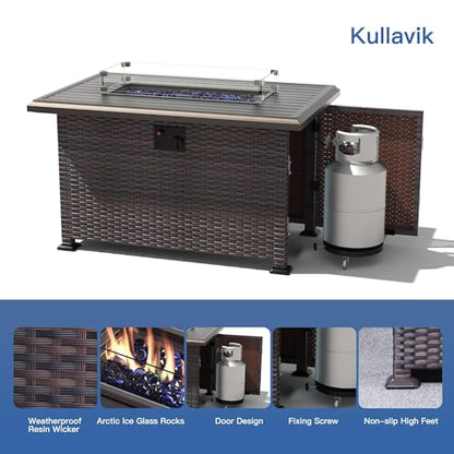 Kullavik 10 Piece Outdoor Patio Furniture Set with Fire Pit & Swivel Chairs