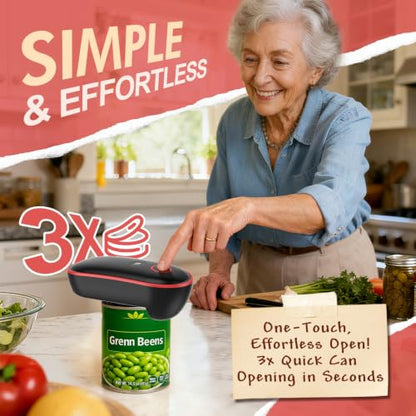 Rechargeable Electric Can Opener, One-Touch Automatic, Smooth Edge