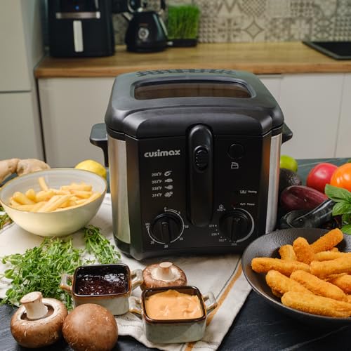 CUSIMAX Electric Deep Fryer with Basket for Home Use 2.5L Capacity