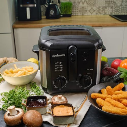 CUSIMAX Electric Deep Fryer with Basket for Home Use 2.5L Capacity