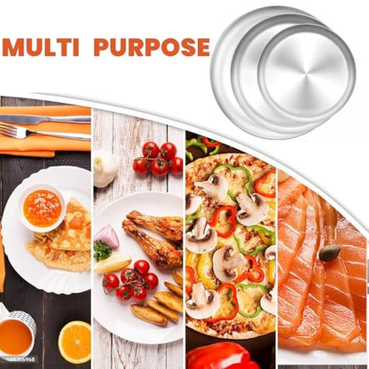 3Pack Stainless Steel Pizza Pan for Oven Personal Pizza Pans, 9 Inch, 10 Inch, 12 Inch Stainless Steel Pizza Pan Set, 3 Sizes Round Pizza Baking Pan for Pizza Cookies, Non-toxic and Durable,Oven Safe