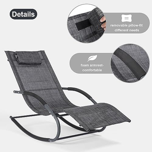 mansion home Outdoor Lounge Chair, Chaise Lounge for Patio & Lawn, Pool Lounge Chairs with Removable Pillow, Dark Grey