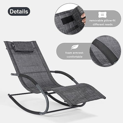 mansion home Outdoor Lounge Chair, Chaise Lounge for Patio & Lawn, Pool Lounge Chairs with Removable Pillow, Dark Grey