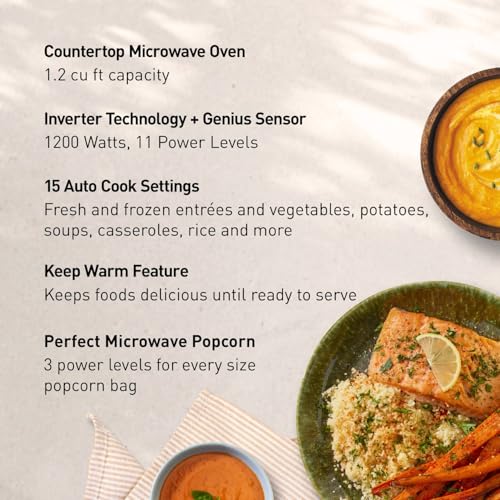 Panasonic NN-SN65KB Microwave Oven with Inverter Technology 1200W, 1.2 cu.ft. Small Genius Sensor One-Touch Cooking, Popcorn Button, Turbo Defrost-NN-SN65KB (Black)
