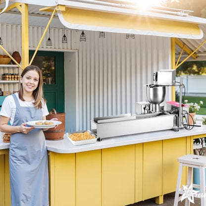 VEVOR Commercial Automatic Donuts Machine, Single Row Donuts Making Equipment, Stainless Steel Frying Auto Fryer, with 3 Size Molds, Auto Counting