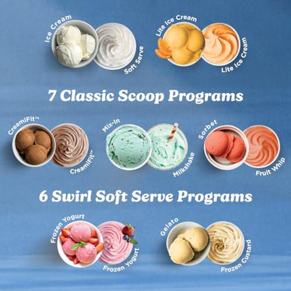 Ninja Creami Scoop & Swirl 13-in-1 Ice Cream and Soft Serve Maker, NC701BL