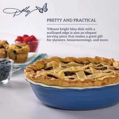Dolly Parton Pie Dish Durable Stoneware, Even Heat Distribution, Perfect for Sweet and Savory Baking, 10.08 x 10.24 x 2.4 Inch