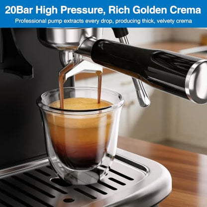 XIXUBX Espresso Machine with Grinder, PID & Programmable Settings, Black