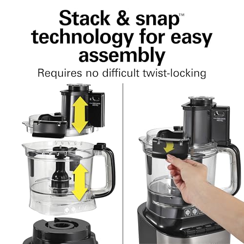 Hamilton Beach Stack & Snap Food Processor with Bowl Scraper, 10 Cup Capacity, Black, (Renewed) R70822