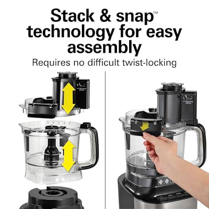 Hamilton Beach Stack & Snap Food Processor with Bowl Scraper, 10 Cup Capacity, Black, (Renewed) R70822