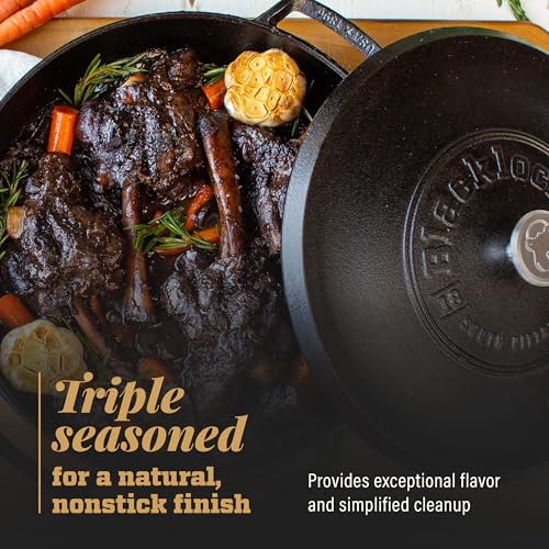 Lodge Blacklock 17 Triple Seasoned Cast Iron Braiser with Lid - Dutch Oven with Nonstick Finish - Lightweight Cast Iron Braiser - Dutch Oven Cookware - Cooking Pot with High-Heat Aluminum Knob