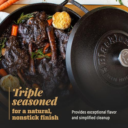 Lodge Blacklock 17 Triple Seasoned Cast Iron Braiser with Lid - Dutch Oven with Nonstick Finish - Lightweight Cast Iron Braiser - Dutch Oven Cookware - Cooking Pot with High-Heat Aluminum Knob