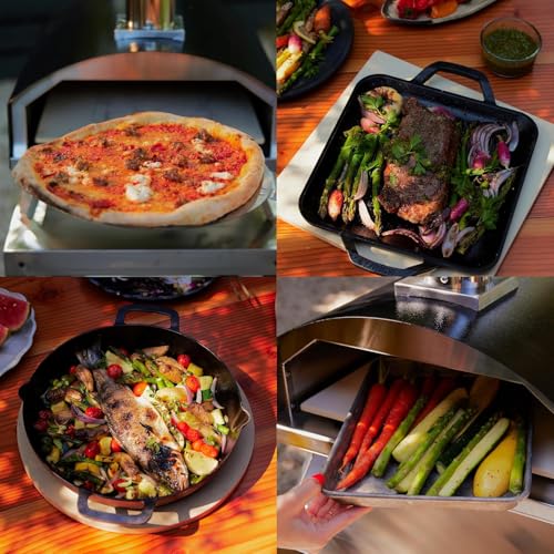 Stoke Wood Fired Outdoor Pizza Oven - Portable Stainless Steel Pizza Grill, Wood Pellet Outdoor Cooking Pizza Maker, Backyard Pizza Ovens For Authentic Stone Baked Pizzas - Black 13"inches
