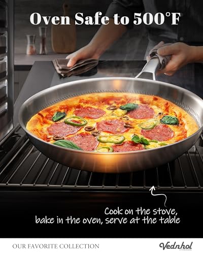 Titanium Pans for Cooking, 13 Inch Pure Titanium Hammered Pro frying pan with Lid, Non-Toxic Skillet for Cooking, PFAS/PFOA/PTFE Free Cookware, Dishwasher&Oven Safe, Kitchen Induction Compatible