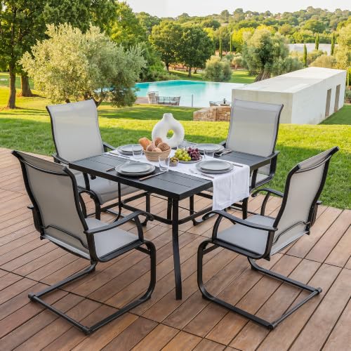 NUU GARDEN 5 Piece Patio Dining Set for 4 with C-Spring Chairs