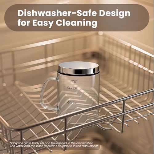 Detachable Milk Frother, 4 in 1 Milk Frother and Steamer, Dishwasher Safe, Glass Frother 16.9oz Warm and Cold Foam Maker, Electric Milk Frother for Coffee, Latte, Hot Chocolate (Silver)