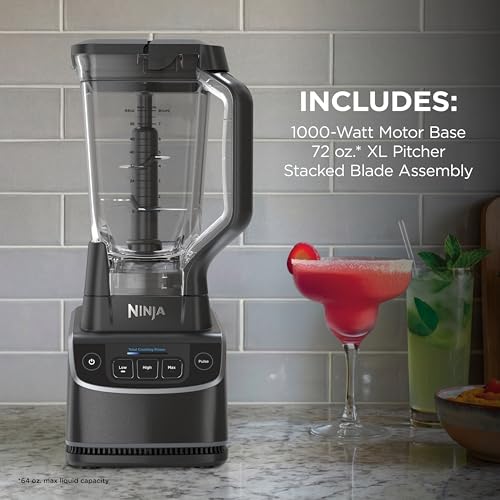 Ninja UltraCrush Professional Blender | 1000W Power, XL 72-oz.* Pitcher | Total Crushing Technology | 3 Manual Speeds for Smoothies, Sauces & More | Full-Size Countertop | Black | BP201 (2026)