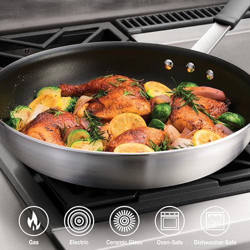 Tramontina Professional 14-Inch Non Stick Extra Large Frying Pan, Heavy-Gauge Aluminum Skillet with Reinforced Nonstick Coating, Gray Handle, Dishwasher and Oven Safe