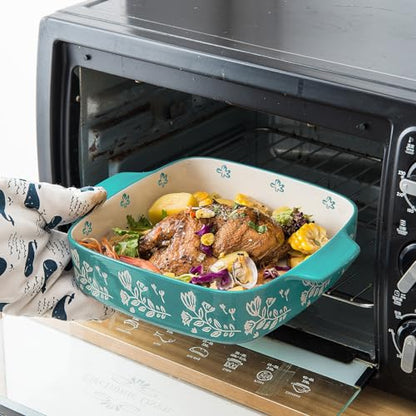Wisenvoy Baking Dish Ceramic Brownie Pan 9x9 Baking Pan Casserole Dish Lasagna Pan Square Rose Dish Pan Bakeware Sets