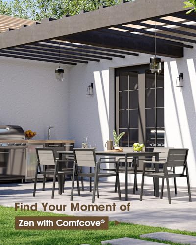 ComfCove Outdoor Dining Set, Aluminum & HDPS Outdooor Table and Chairs Set